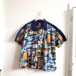 #1990s Max Boxer USA 66 Route Print Mens Cotton Shortsleeve Shirt